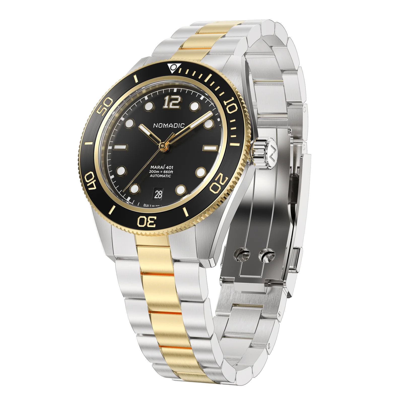 Classic Black and Gold - Maraí 401 Prestige - 40mm 18K Gold Dive Watch (2026 Edition) thumbnail 2