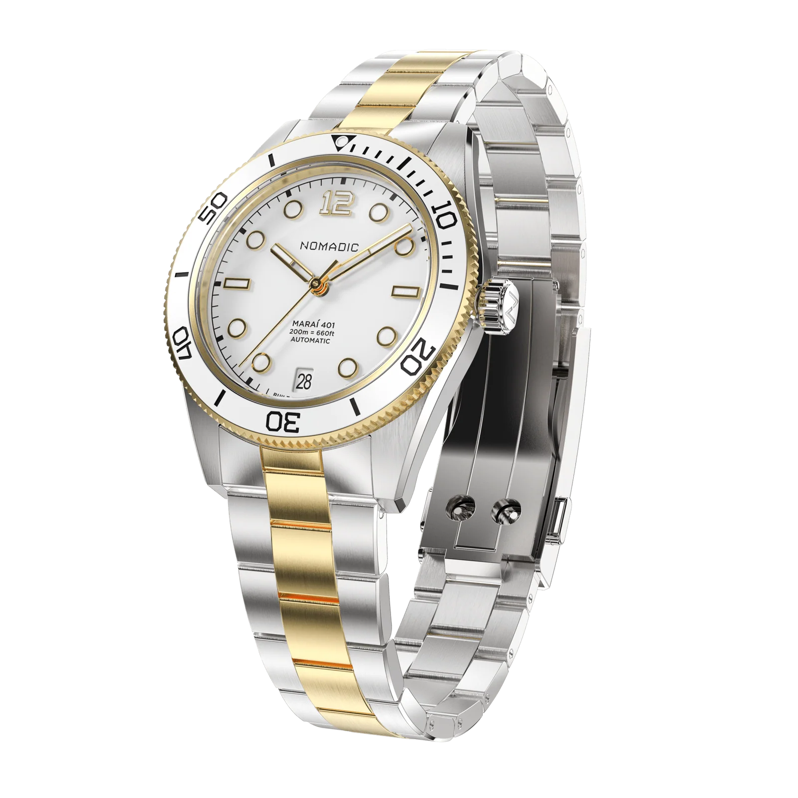 White & Gold - Maraí 401 Prestige Compact - 36mm 18K Gold Dive Watch (2026 Edition) thumbnail 2