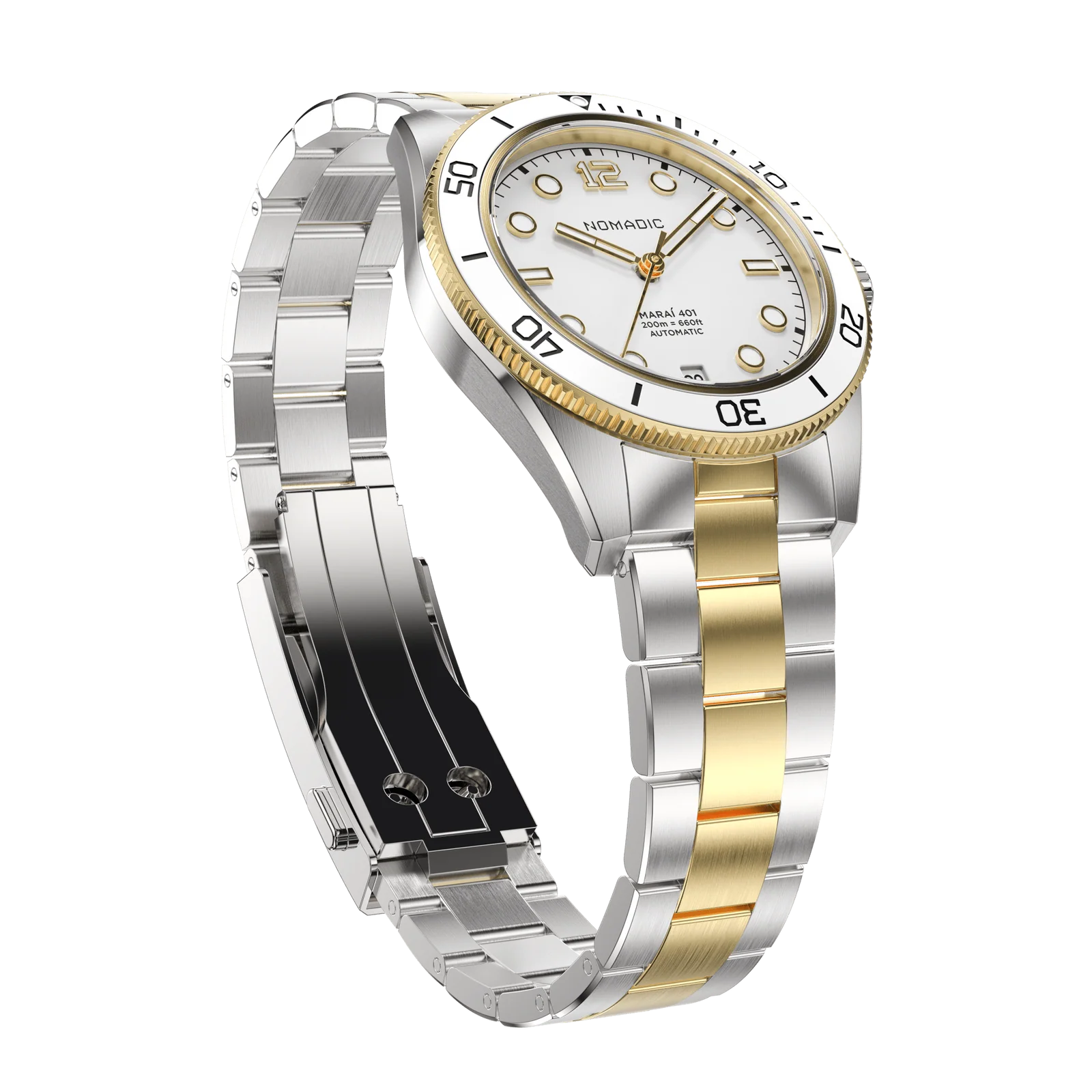 White & Gold - Maraí 401 Prestige Compact - 36mm 18K Gold Dive Watch (2026 Edition) thumbnail 4