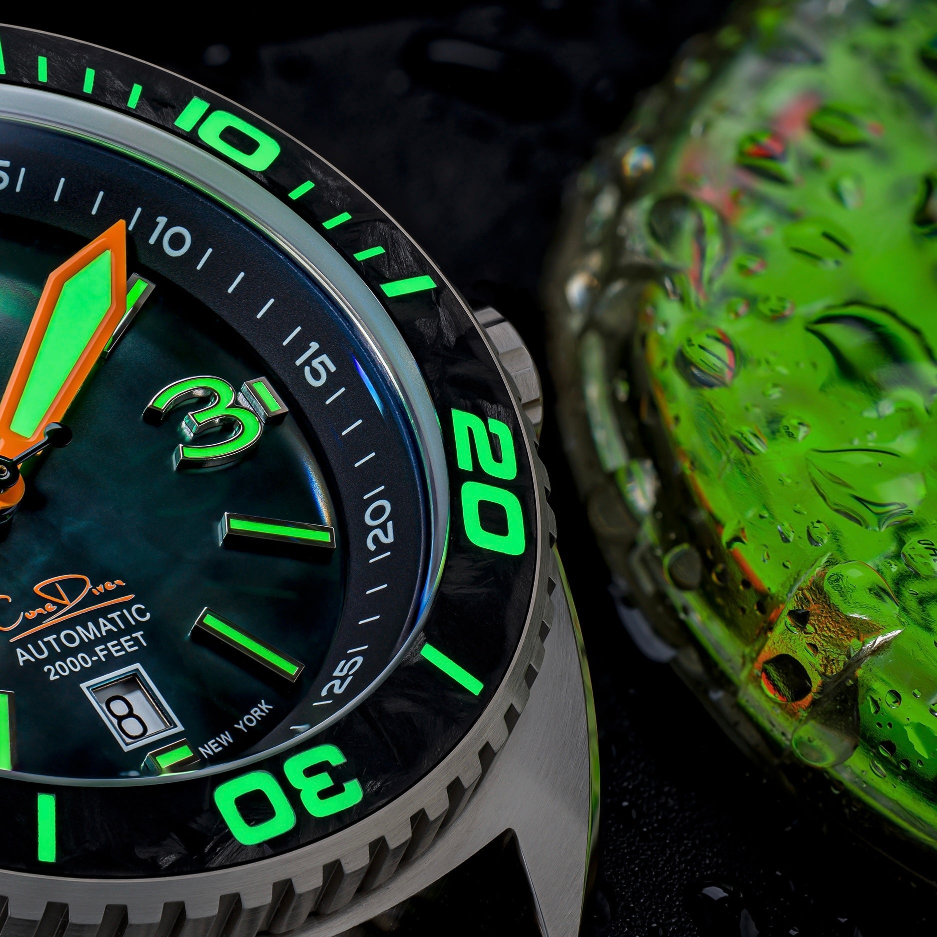 Core Diver - Black Mother of Pearl - Carbon Fiber Bezel - Final Batch! thumbnail 5