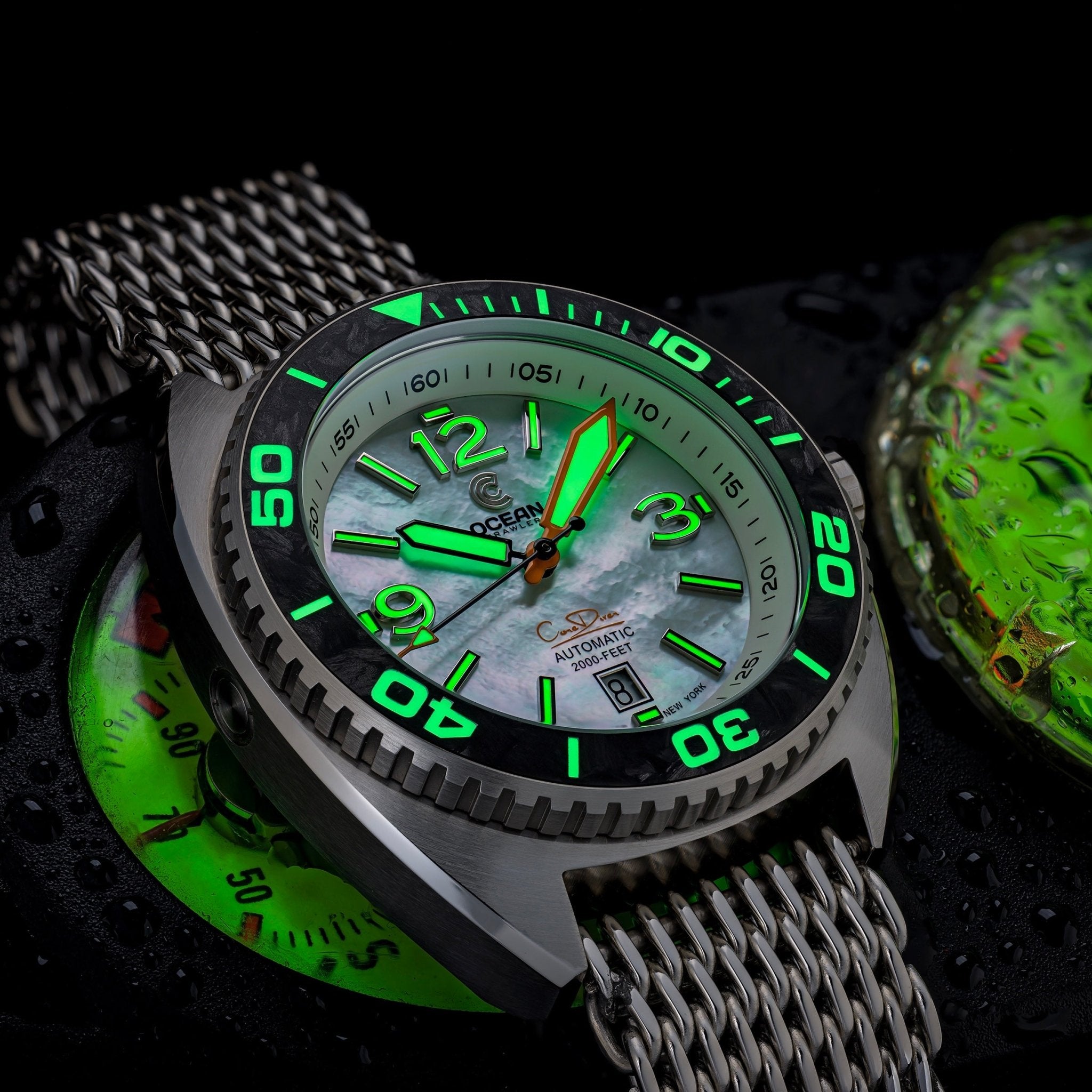 Core Diver - White Mother of Pearl - Carbon Fiber Bezel - Final Batch! thumbnail 2