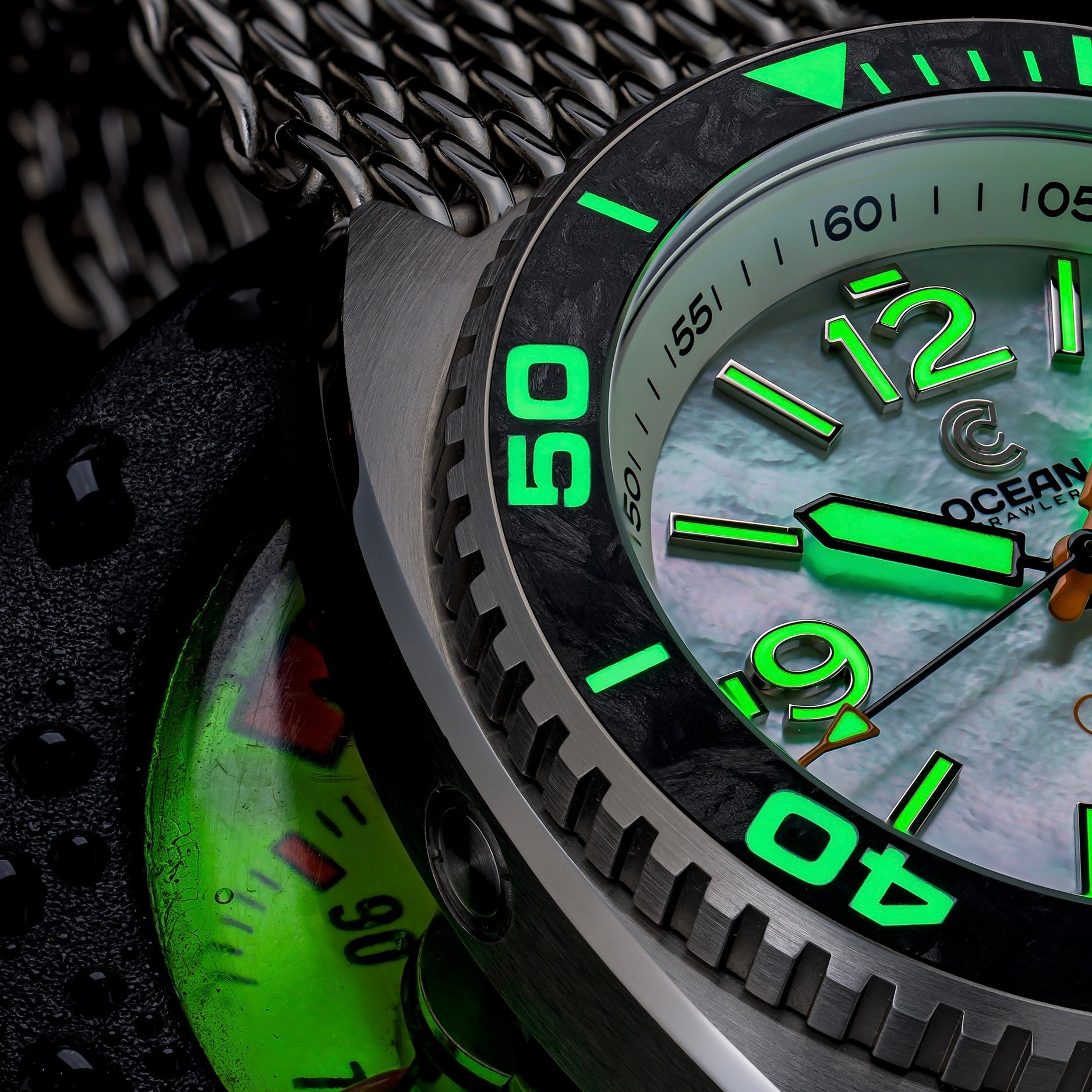 Core Diver - White Mother of Pearl - Carbon Fiber Bezel - Final Batch! thumbnail 4