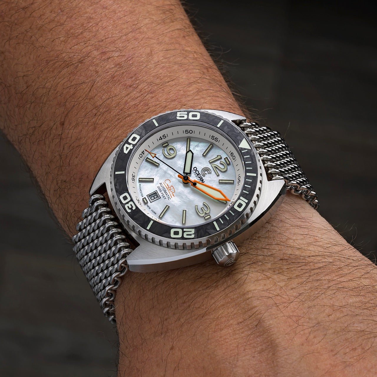 Core Diver - White Mother of Pearl - Carbon Fiber Bezel - Final Batch! thumbnail 5