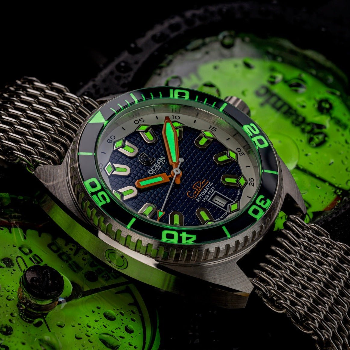 Ocean Crawler Core Diver - Solid 925 Silver Case - Prototype - Blue selected view