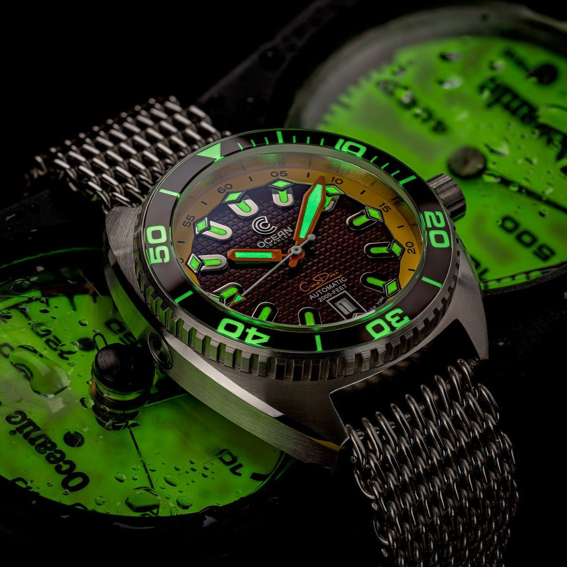 Ocean Crawler Core Diver - Solid 925 Silver Case - Prototype - Brown selected view