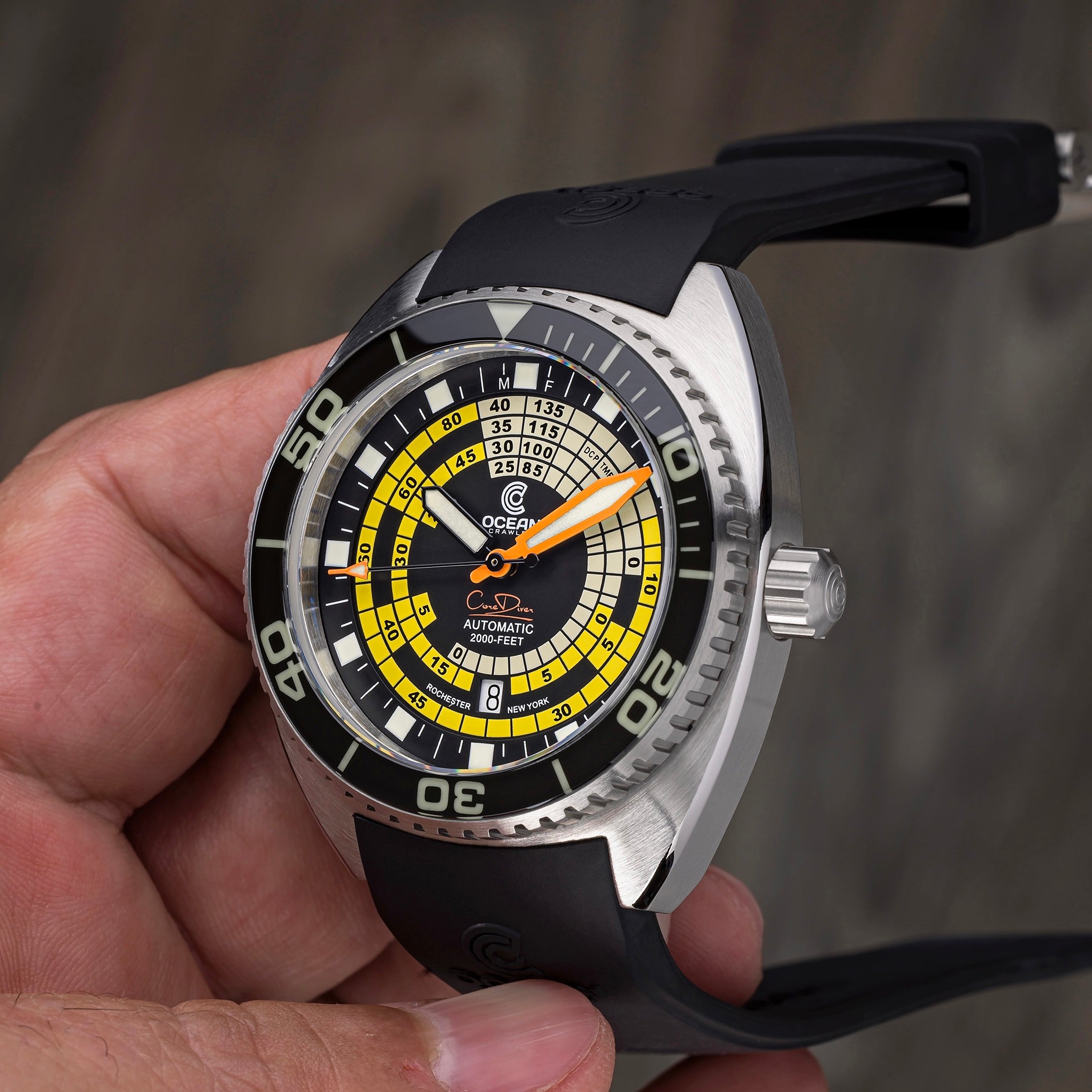 Ocean Crawler Decompression Timer - Yellow - 2 Rubber Straps! - Core Diver thumbnail 2