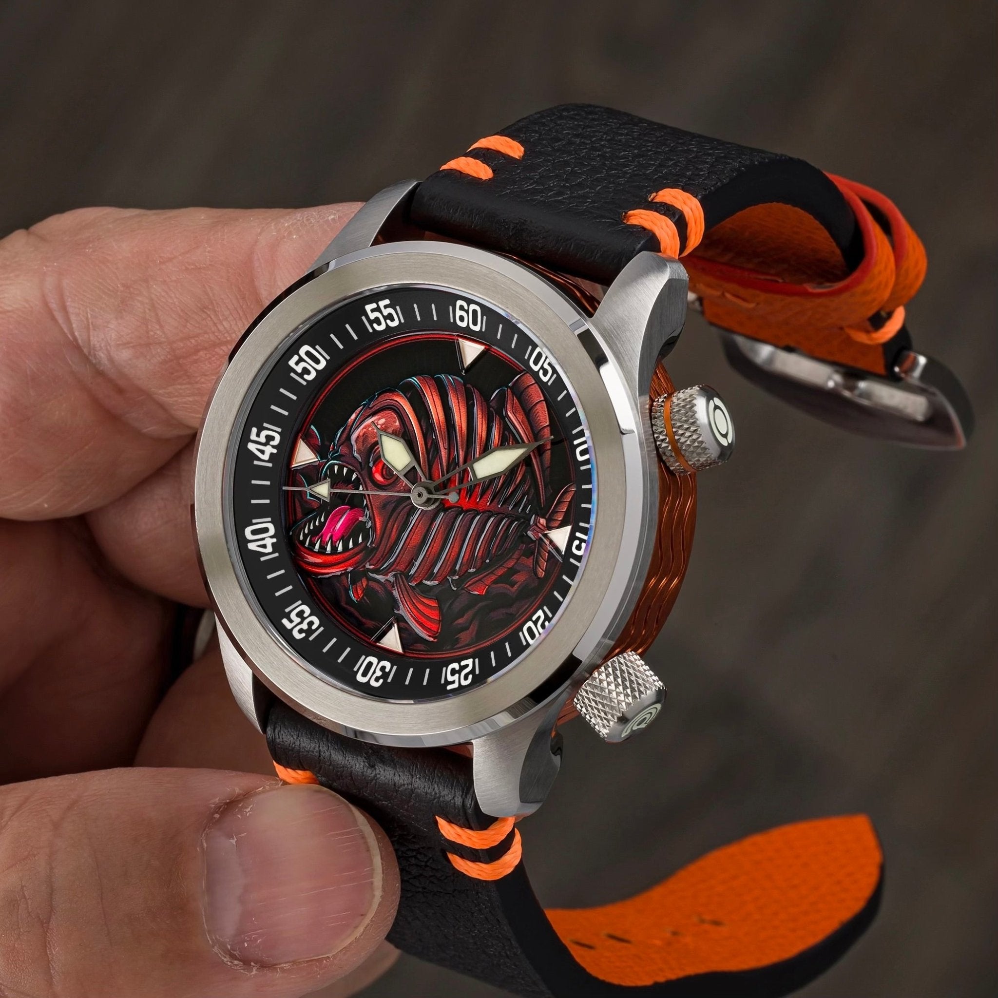 Ocean Crawler Piranha - Orange - Black Inner Bezel thumbnail 3