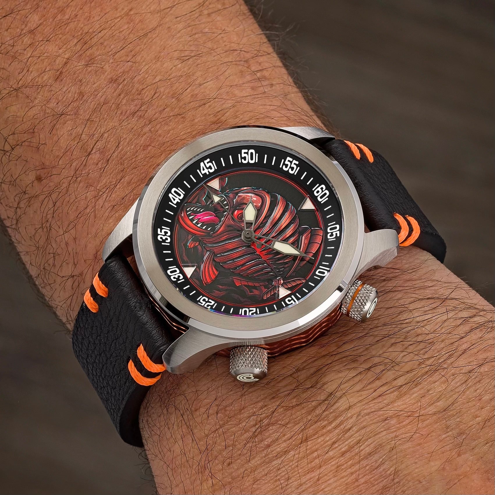 Ocean Crawler Piranha - Orange - Black Inner Bezel thumbnail 4
