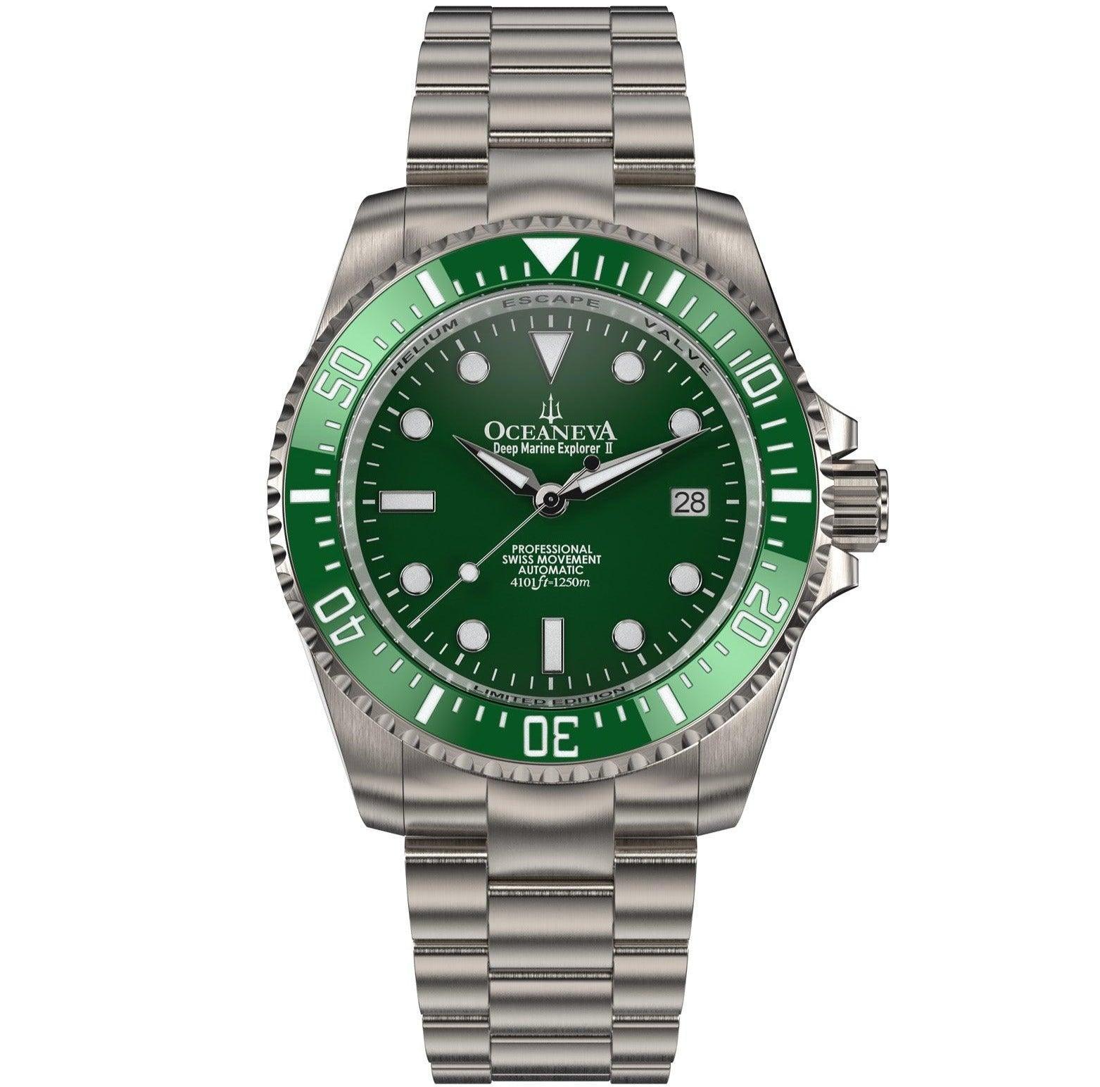 Oceaneva Deep Marine Explorer II Titanium Limited Edition - Green Dial selected view