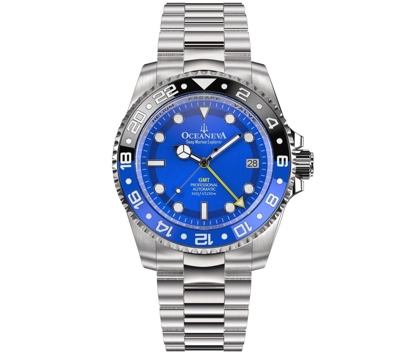 Oceaneva Men's GMT Automatic Deep Marine Explorer 1250M Pro Diver Blue Dial Watch thumbnail 2
