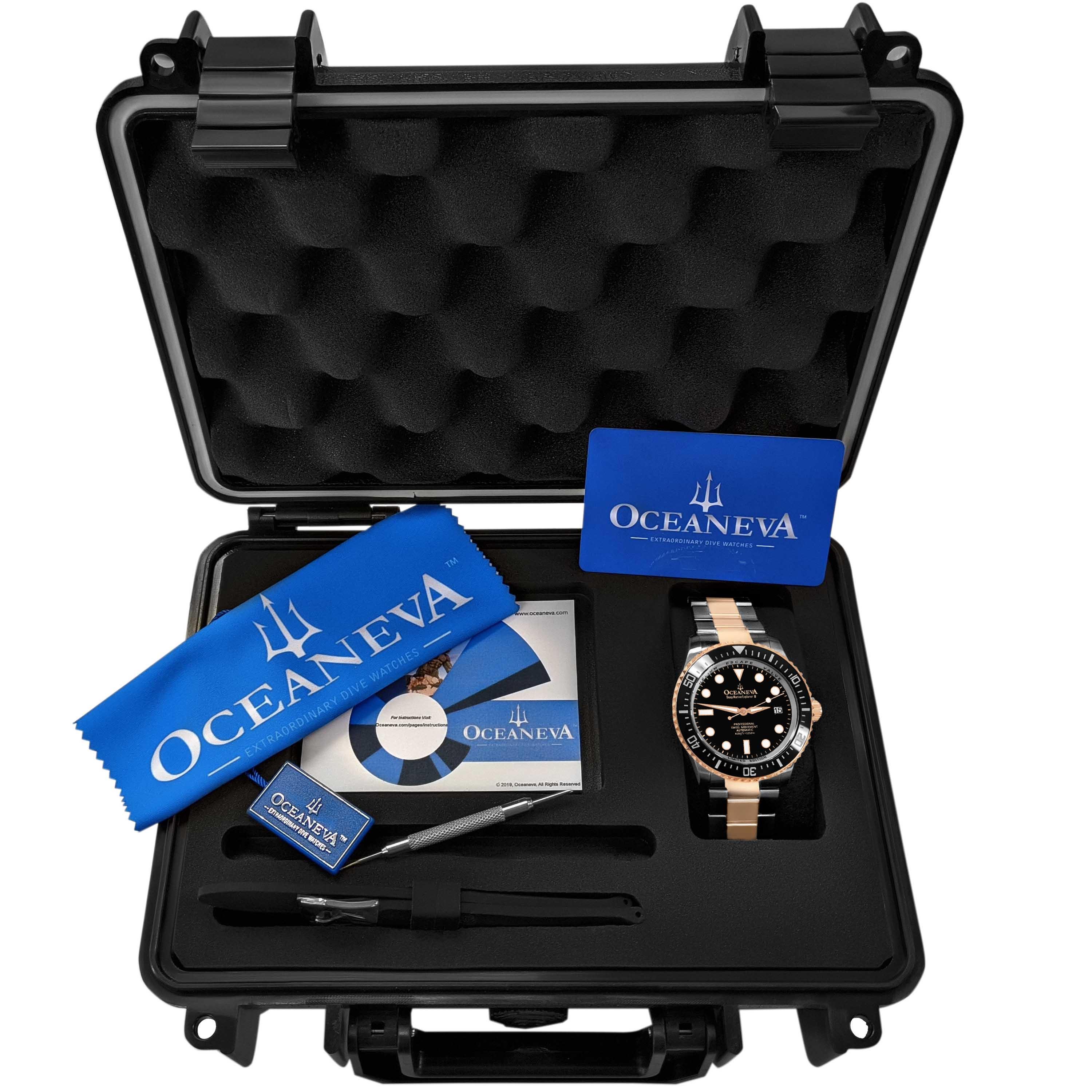 Oceaneva Men's Deep Marine Explorer II 1250M Pro Diver Watch Black Rose Gold thumbnail 2