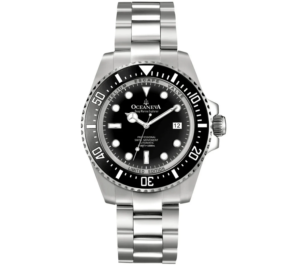 Oceaneva Men's Deep Marine Explorer 1000M Pro Diver Watch Black Ceramic Bezel thumbnail 2