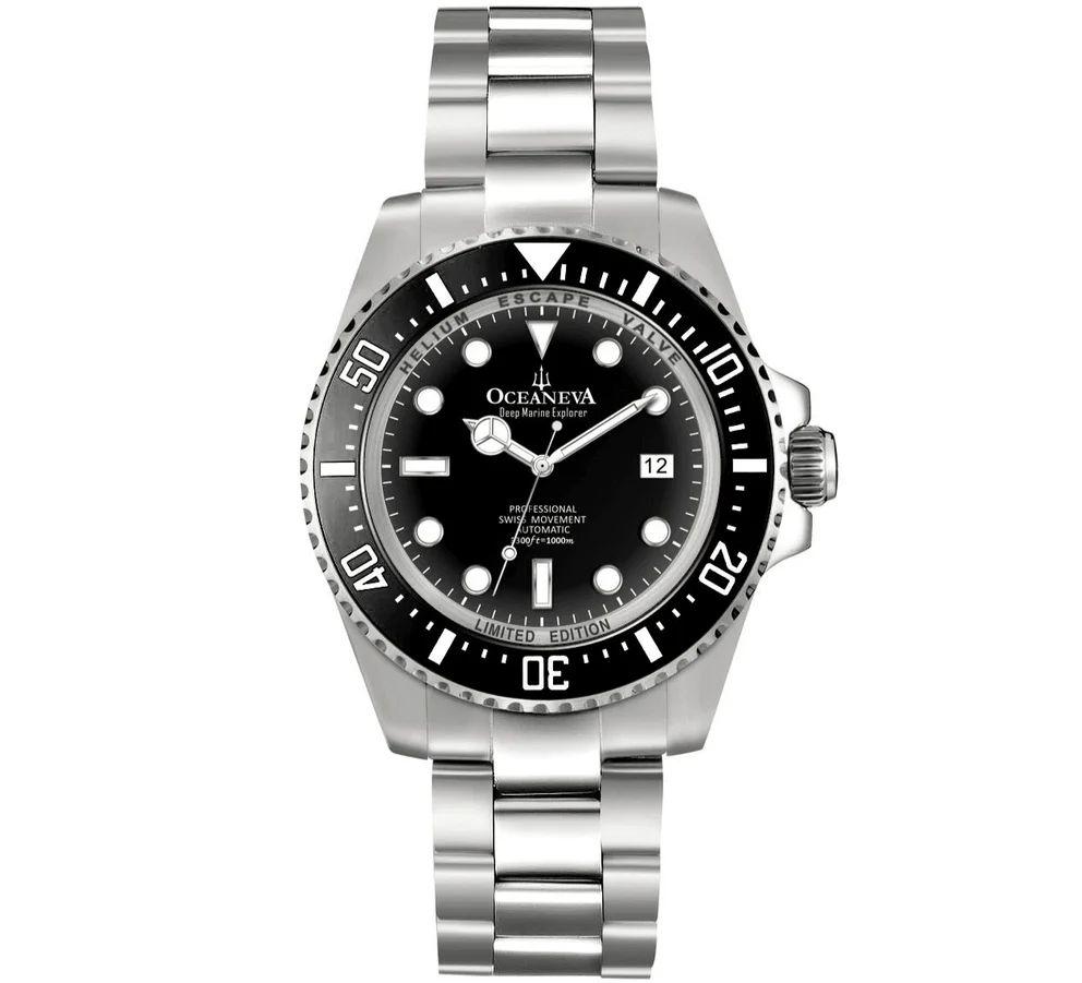 Oceaneva Men's Deep Marine Explorer 1000M Pro Diver Watch Black Ceramic Bezel thumbnail 3
