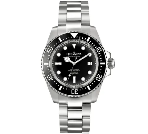 Oceaneva Men's Deep Marine Explorer 1000M Pro Diver Watch Black Ceramic Bezel