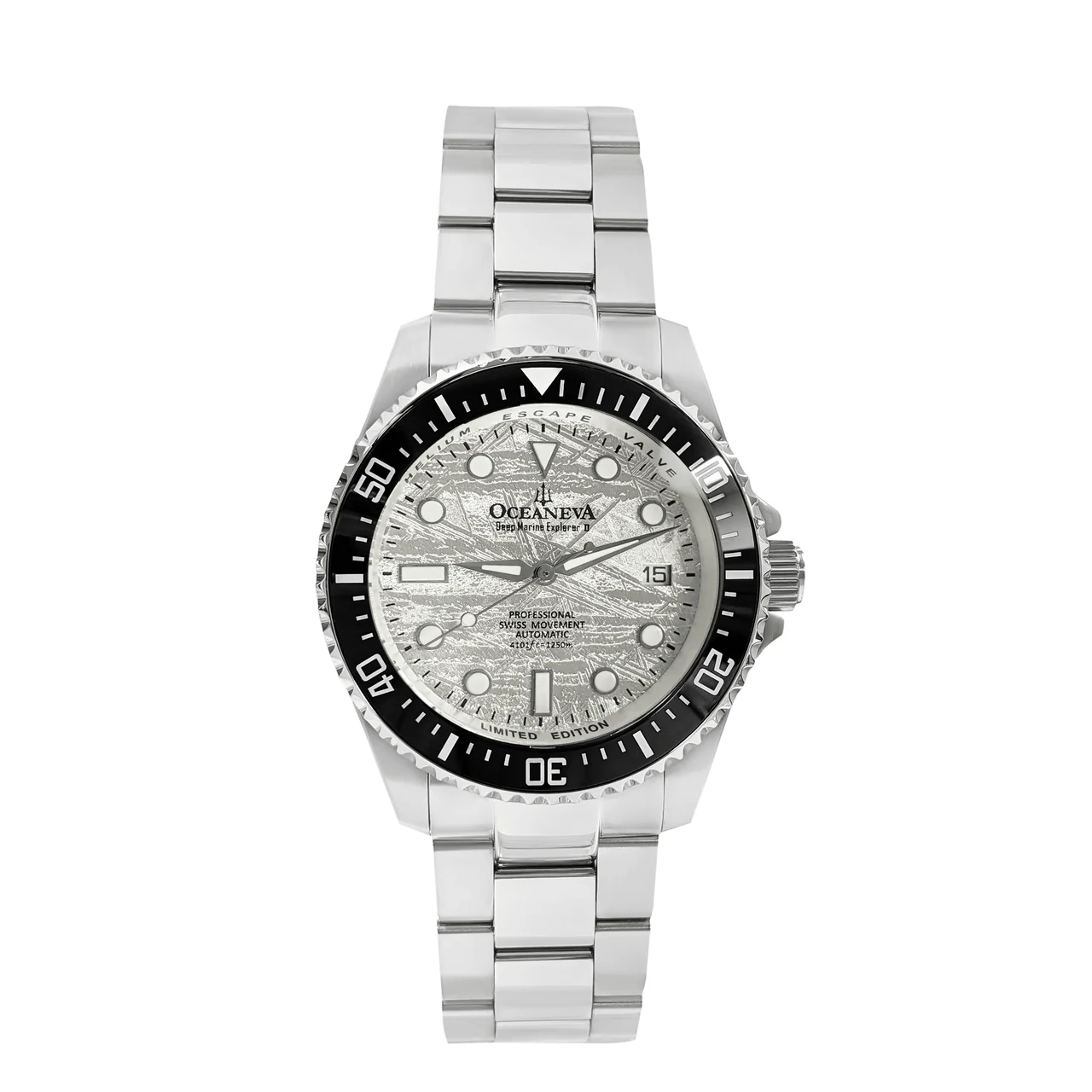 Oceaneva Men's Deep Marine Explorer 1250M Pro Diver Watch Silver Meteorite Dial thumbnail 2