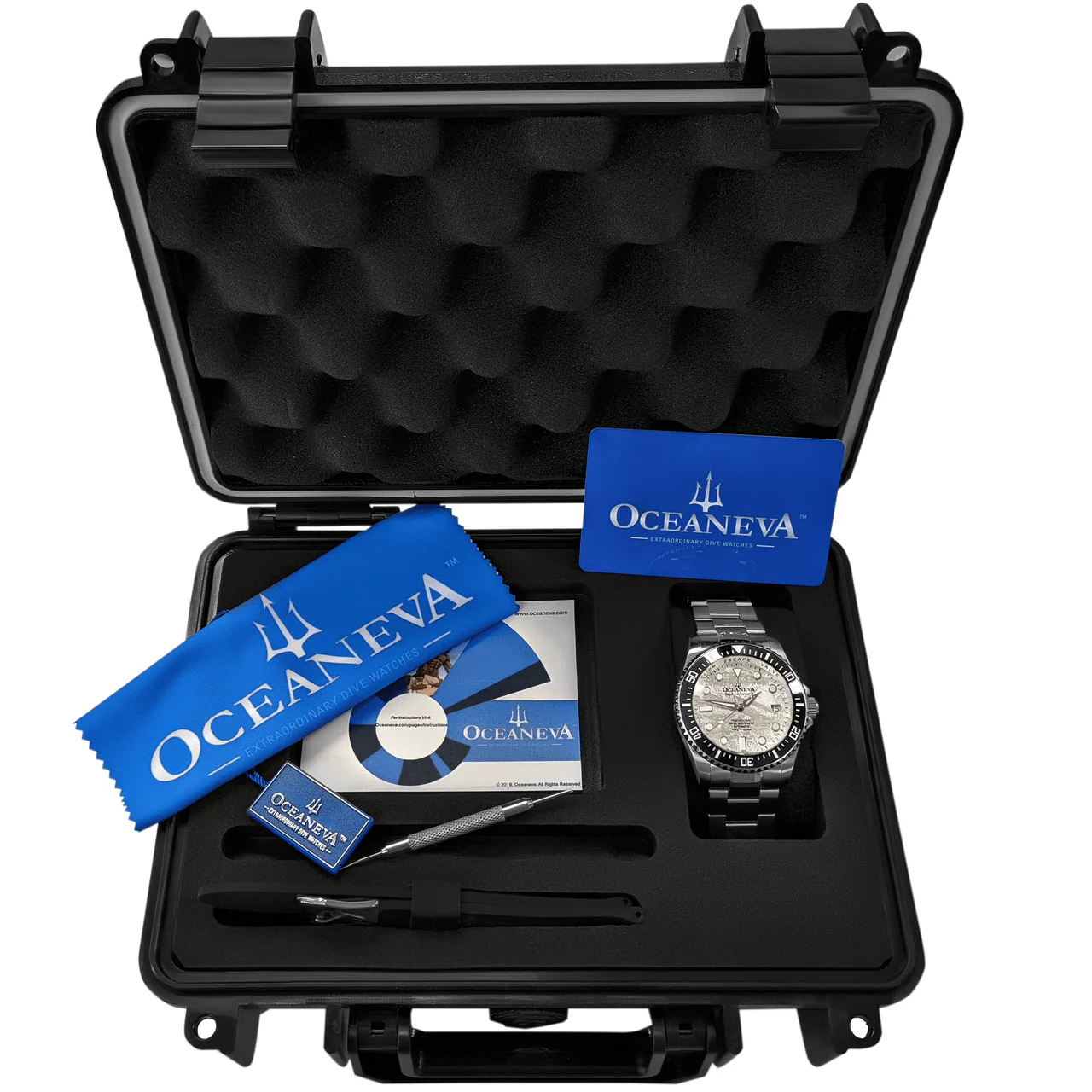 Oceaneva Men's Deep Marine Explorer 1250M Pro Diver Watch Silver Meteorite Dial thumbnail 3