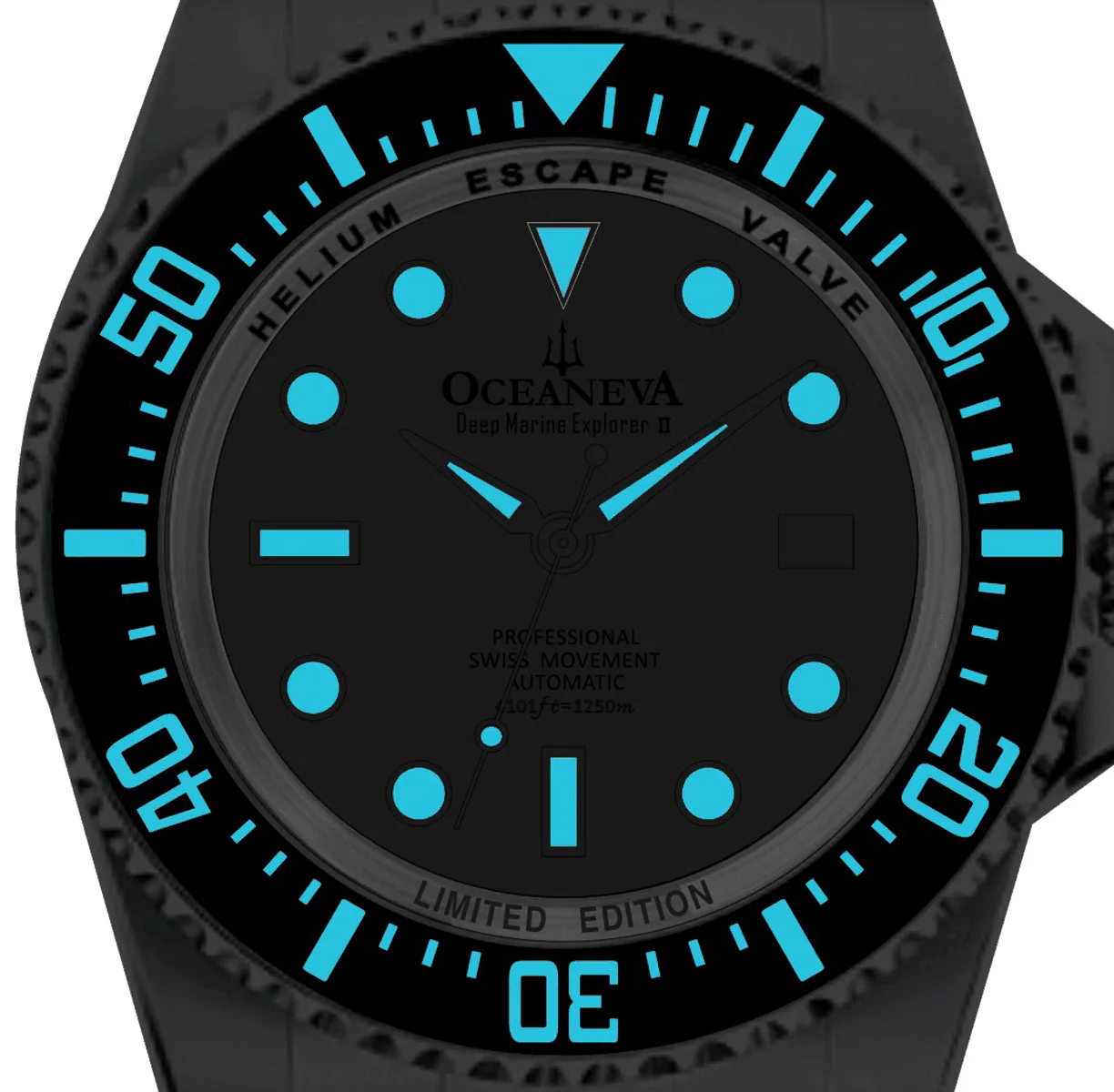 Oceaneva Men's Deep Marine Explorer 1250M Pro Diver Watch Silver Meteorite Dial thumbnail 4