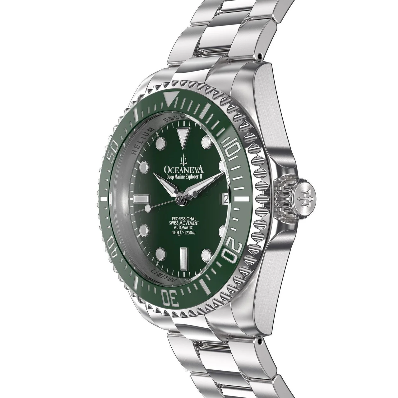 Oceaneva Men's Deep Marine Explorer II 1250M Pro Diver Watch Green and Green thumbnail 3
