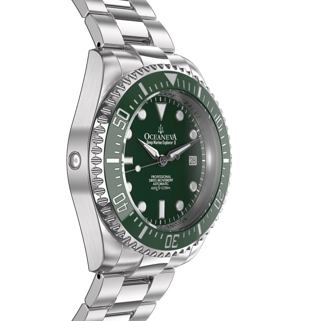 Oceaneva Men's Deep Marine Explorer II 1250M Pro Diver Watch Green and Green thumbnail 5