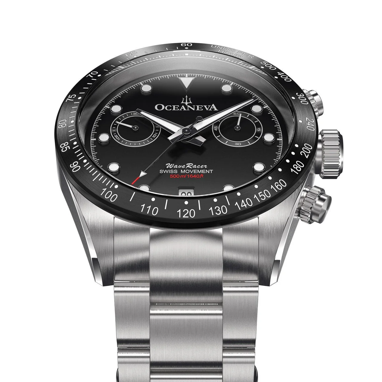Oceaneva Men's WaveRacer¢ 500M Pro Diver Black Dial Chronograph Watch thumbnail 2