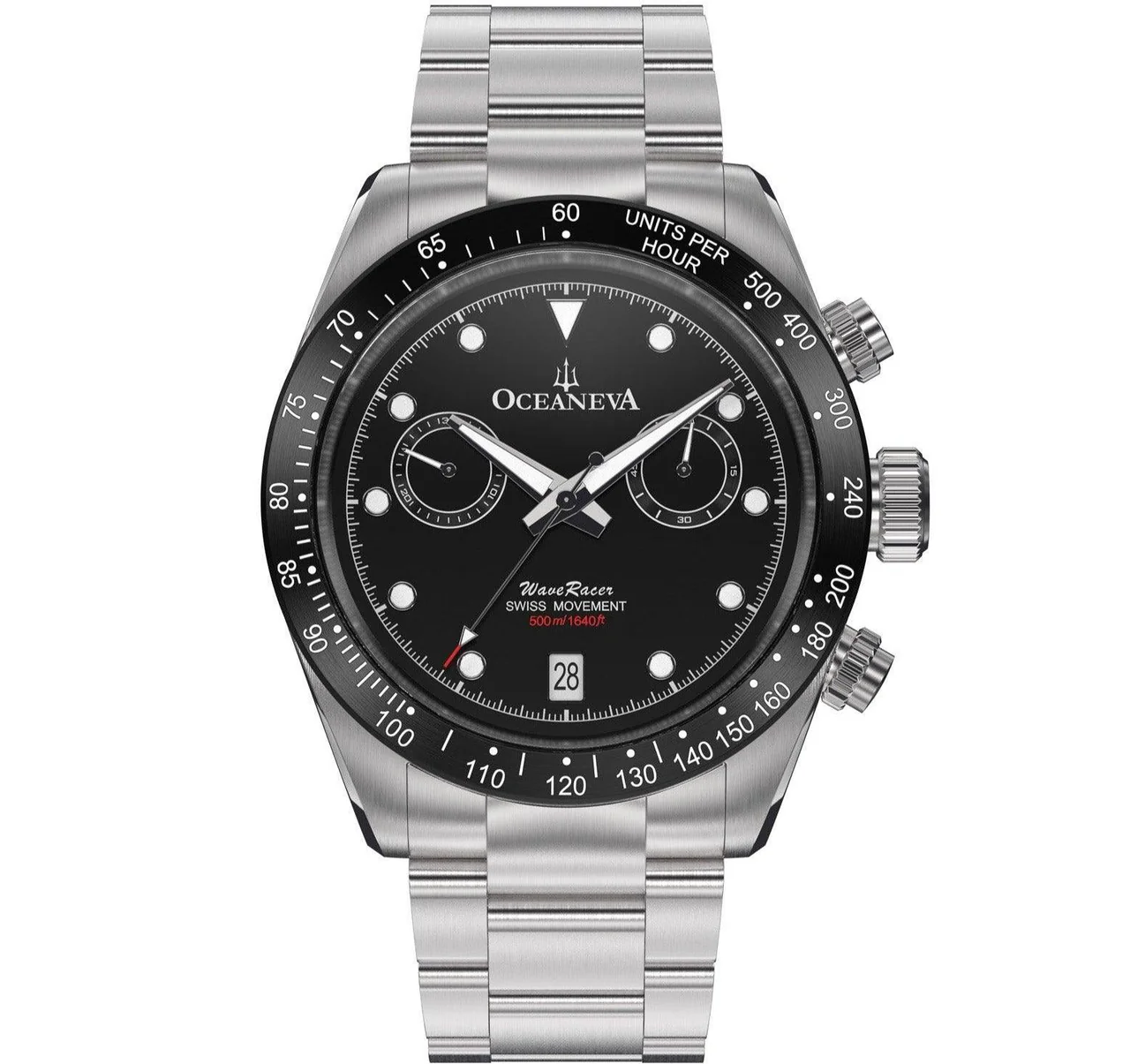 Oceaneva Men's WaveRacer¢ 500M Pro Diver Black Dial Chronograph Watch