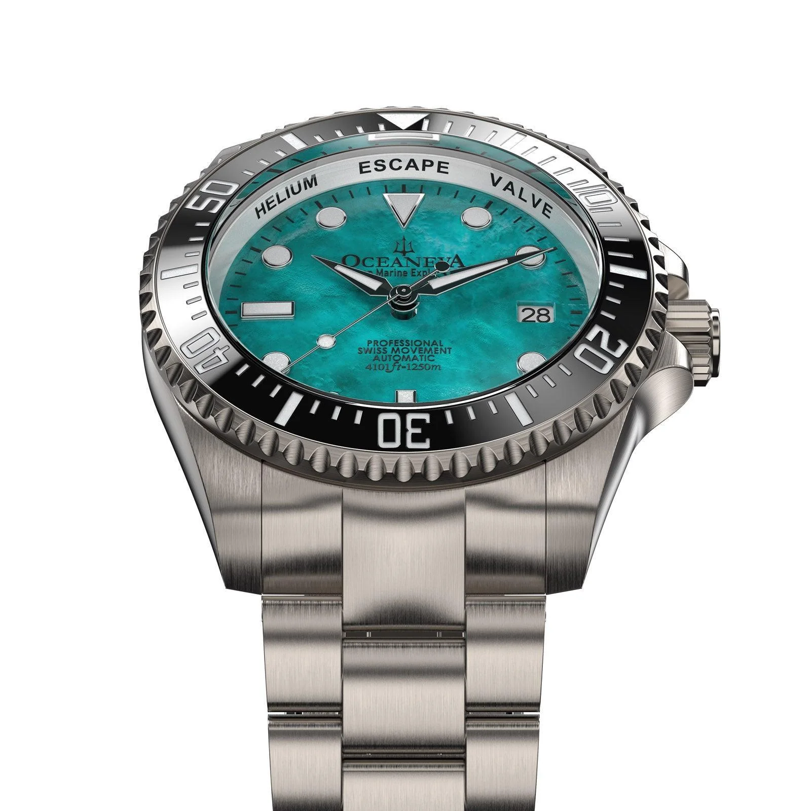 Oceaneva Men's Deep Marine Explorer II 1250M Titanium Watch - Aquamarine Dial thumbnail 2