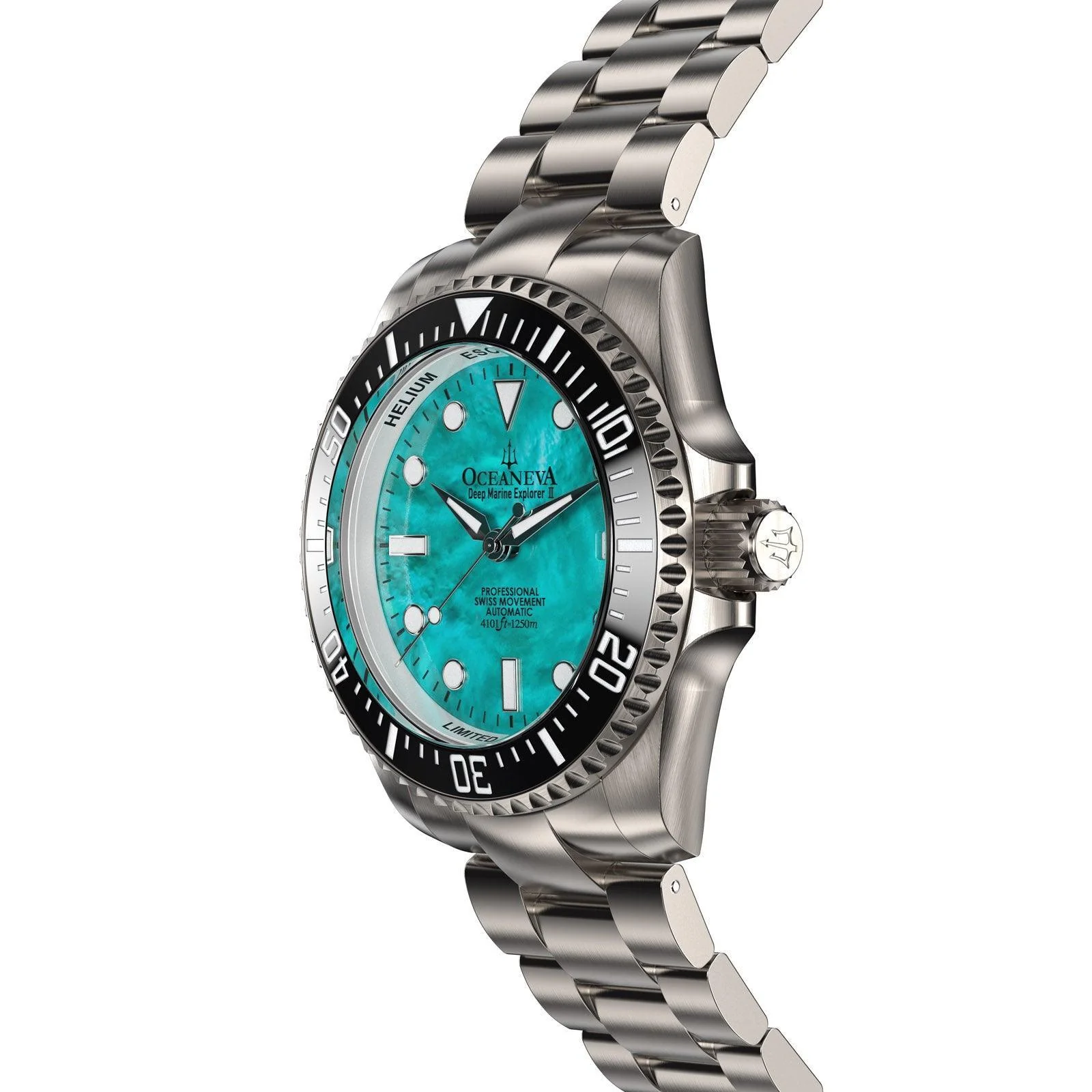 Oceaneva Men's Deep Marine Explorer II 1250M Titanium Watch - Aquamarine Dial thumbnail 3