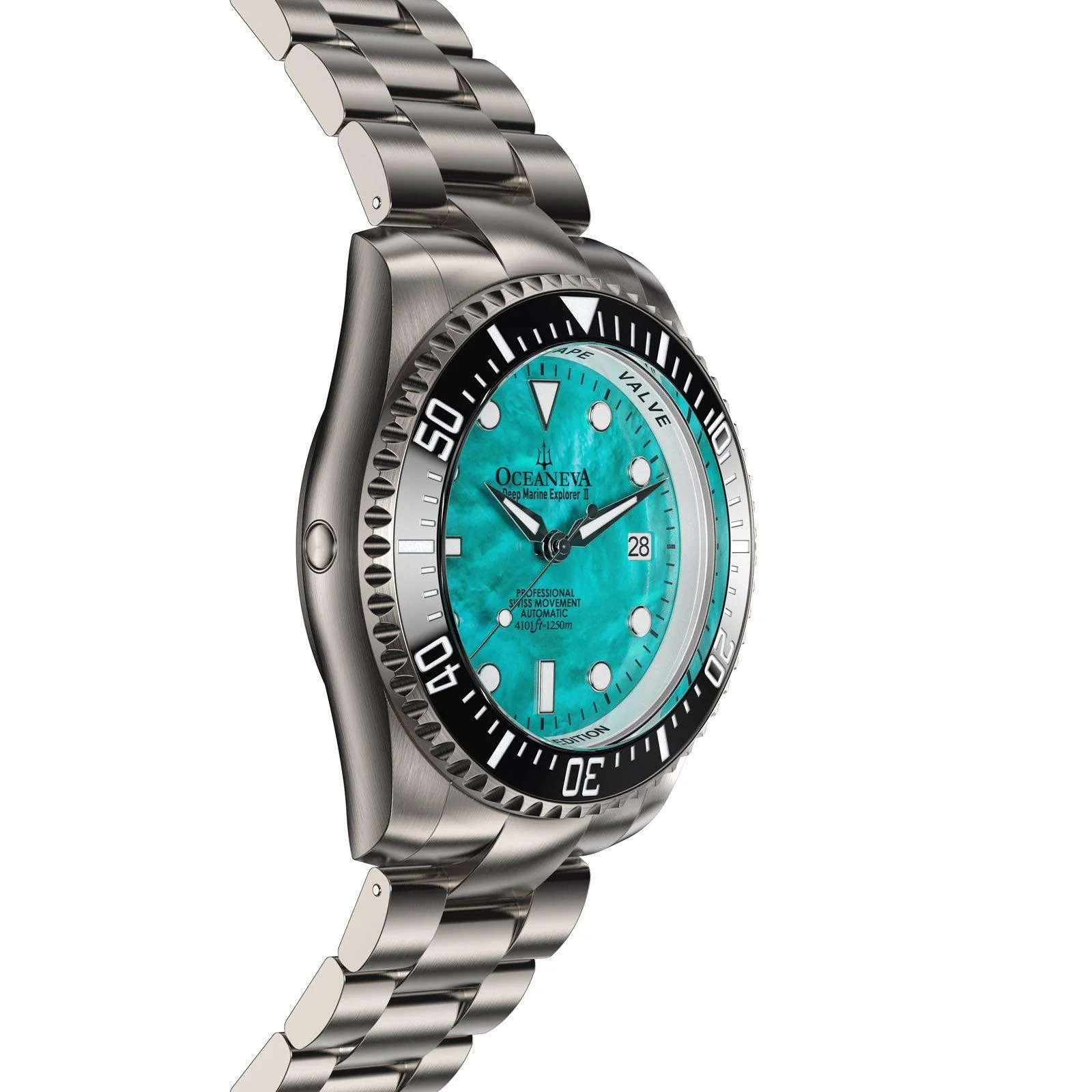 Oceaneva Men's Deep Marine Explorer II 1250M Titanium Watch - Aquamarine Dial thumbnail 4