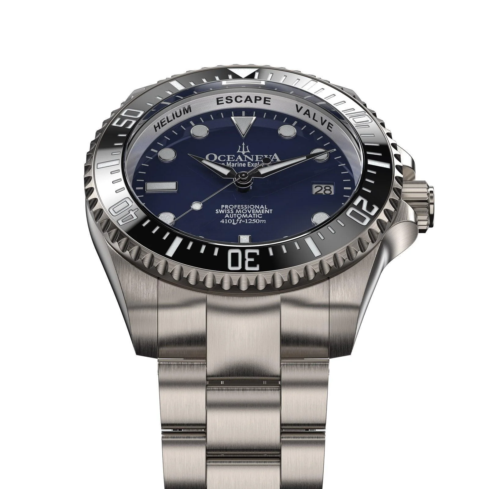 Oceaneva Men's Deep Marine Explorer II 1250M Titanium Watch Navy Blue thumbnail 2