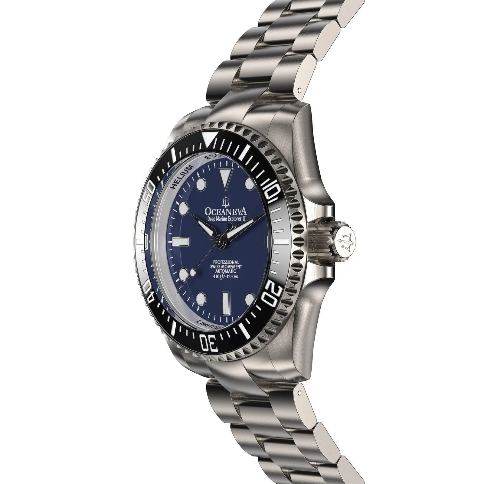 Oceaneva Men's Deep Marine Explorer II 1250M Titanium Watch Navy Blue thumbnail 4