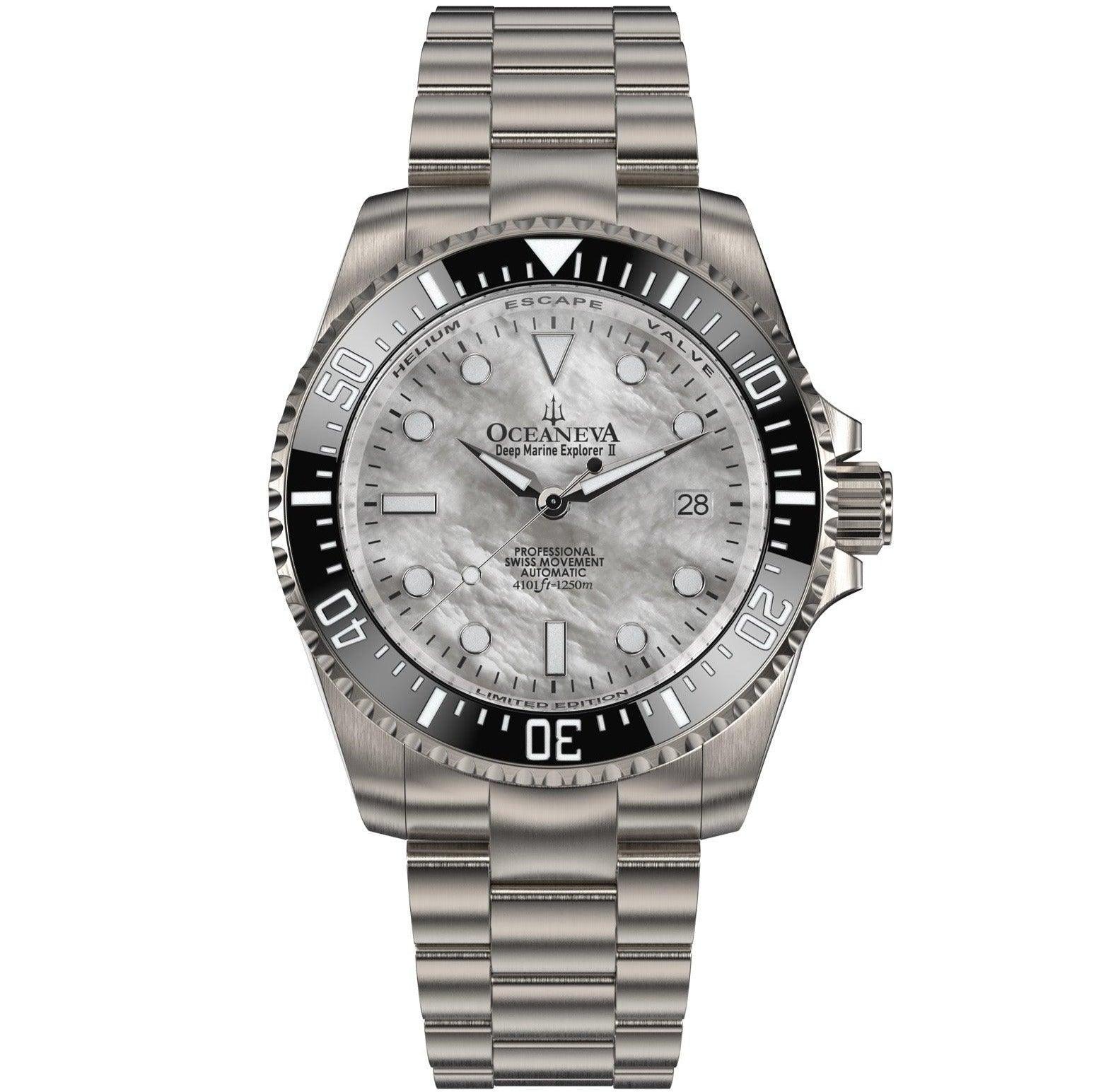 Oceaneva Deep Marine Explorer II Titanium Limited Edition Watch White Dial selected view