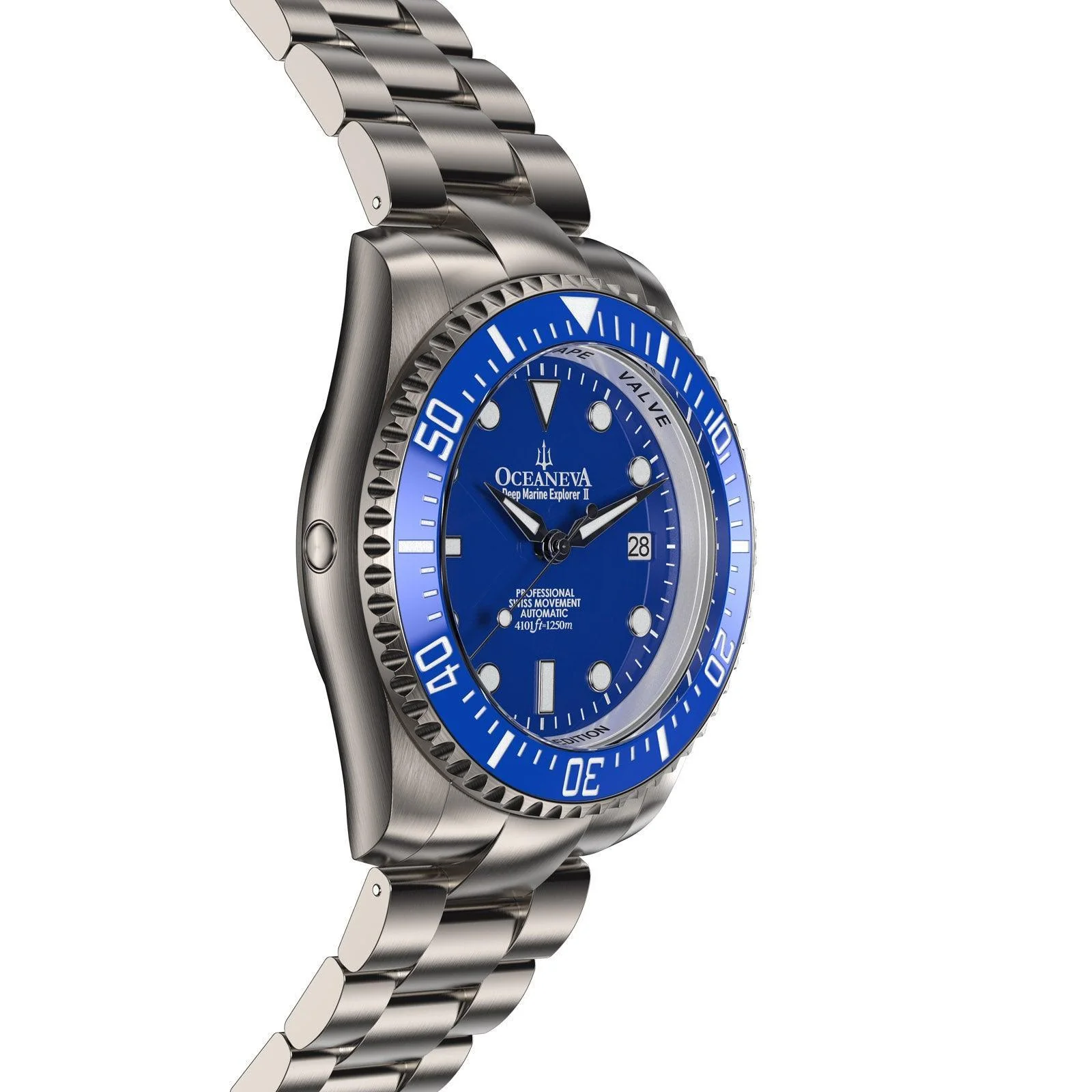Oceaneva Men's Deep Marine Explorer II 1250M Titanium Watch Blue Dial thumbnail 3