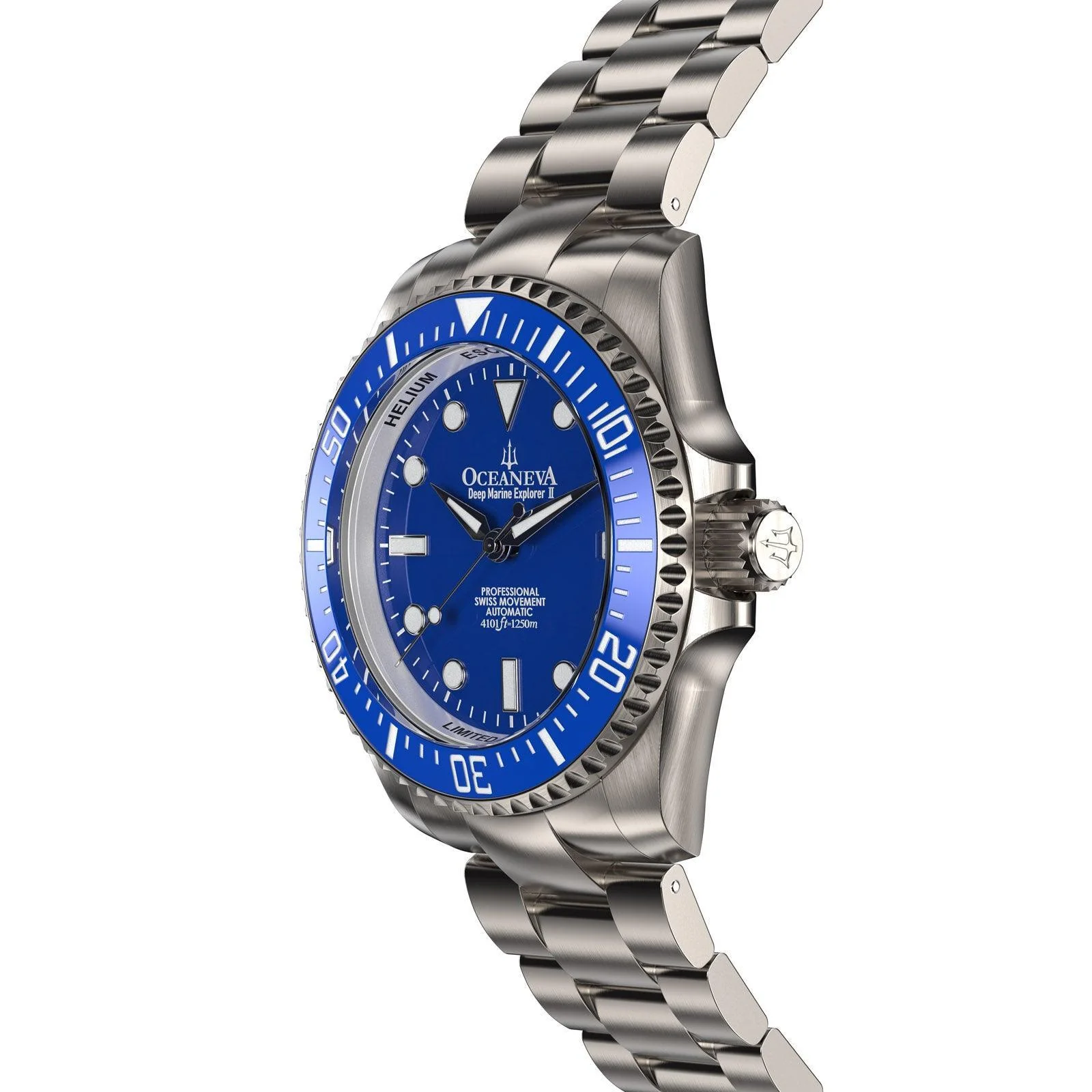 Oceaneva Men's Deep Marine Explorer II 1250M Titanium Watch Blue Dial thumbnail 4