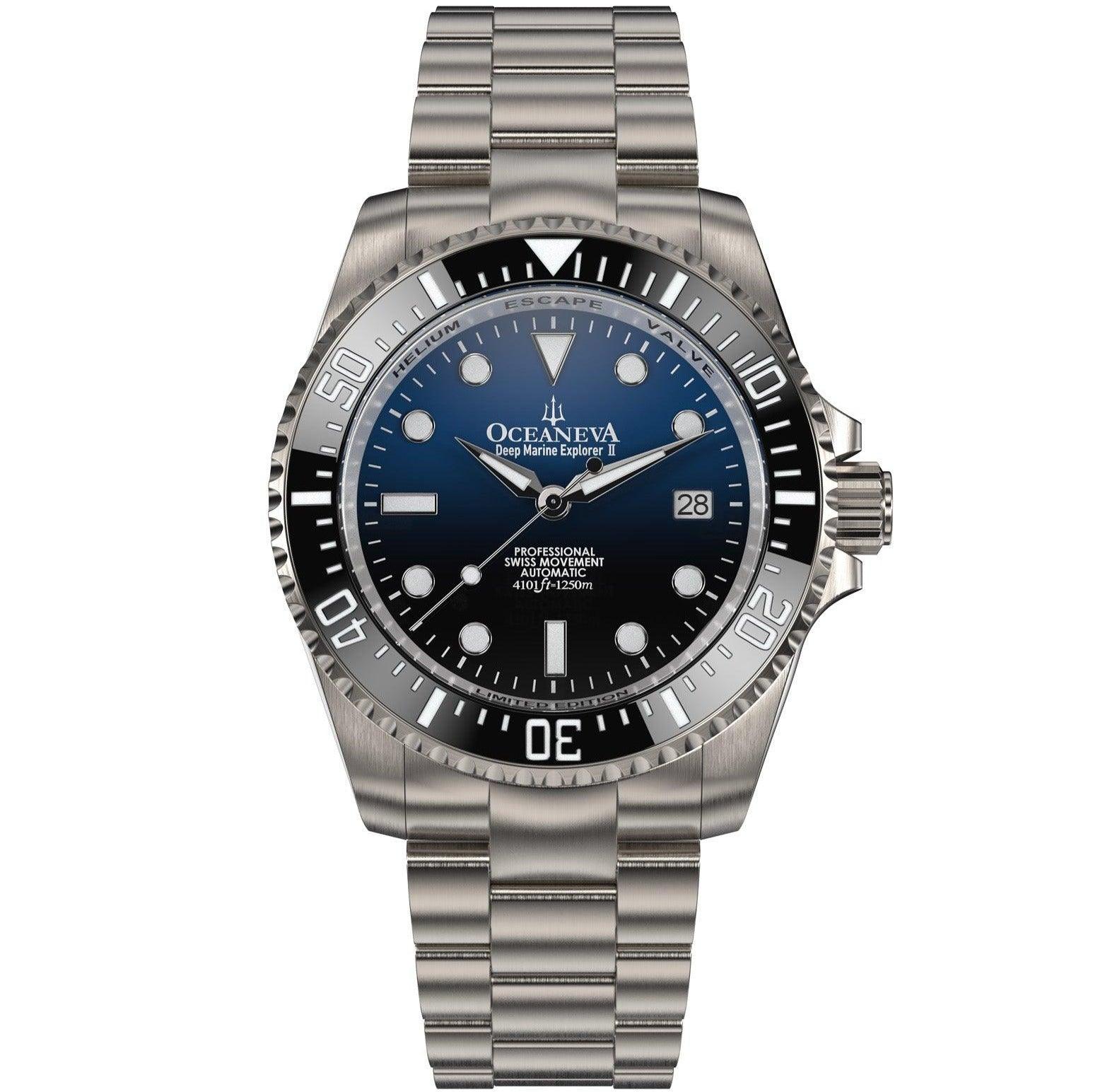 Oceaneva Deep Marine Explorer II1250M Titanium Watch Blue Black selected view