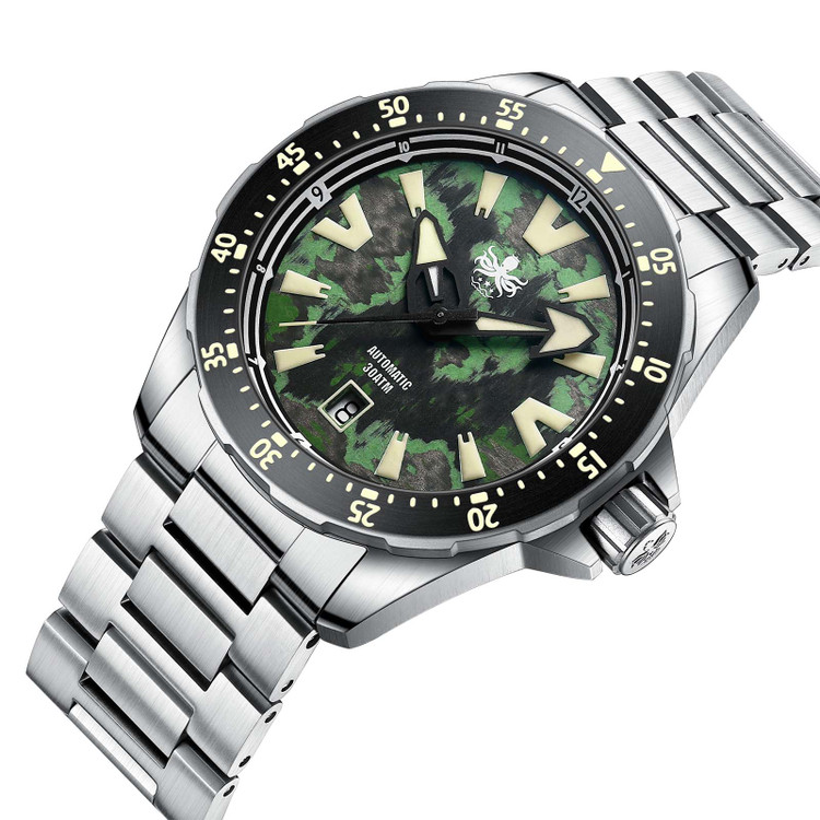 PHOIBOS APOLLO TITANIUM 300M Automatic Diver Watch PY041A Jungle Camo Green thumbnail 2
