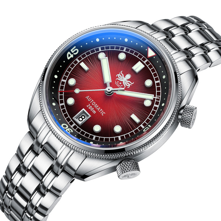 PHOIBOS EAGLE RAY 200M Automatic Compressor Dive Watch PY039E Sunray Red thumbnail 2
