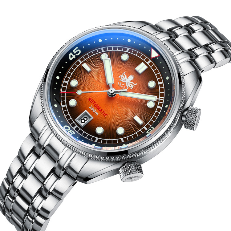 PHOIBOS EAGLE RAY 200M Automatic Compressor Dive Watch PY039F Sunray Orange thumbnail 2