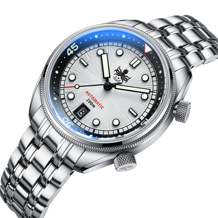 PHOIBOS EAGLE RAY 200M Automatic Compressor Dive Watch PY039G Sunray White thumbnail 2