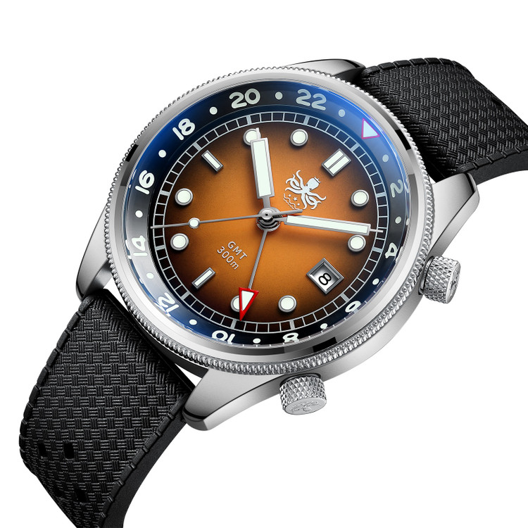 PHOIBOS EAGLE RAY GMT PX023F 300M Dive Watch Orange thumbnail 2