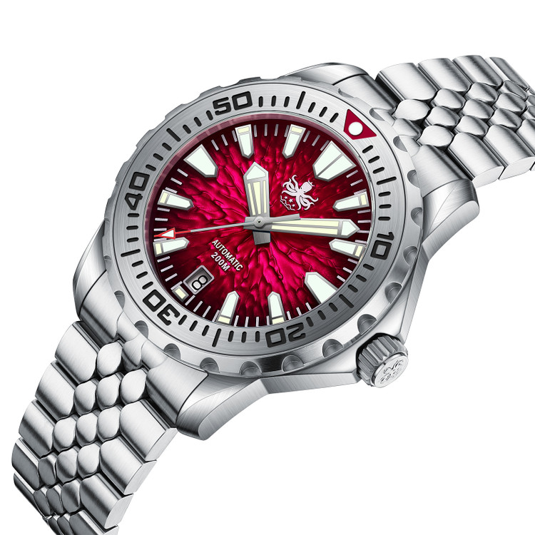 PHOIBOS KRAKEN 200M Automatic Diver Watch PY059E Lava Red thumbnail 2