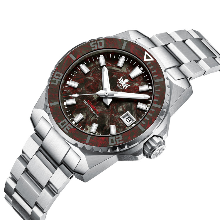 PHOIBOS LEVIATHAN 200M Automatic Diver Watch PY062D Red Forged Carbon Fiber thumbnail 2