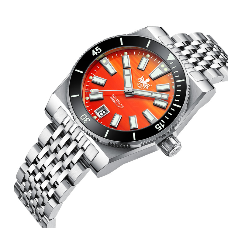PHOIBOS Narwhal 200M Automatic Diver Watch PY061F Orange Agate thumbnail 2