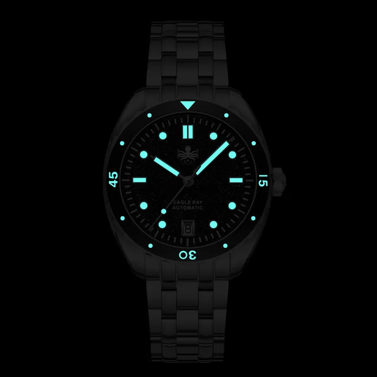 PHOIBOS EAGLE RAY 200M Automatic Diver Watch PY065HD Charoite Date selected view