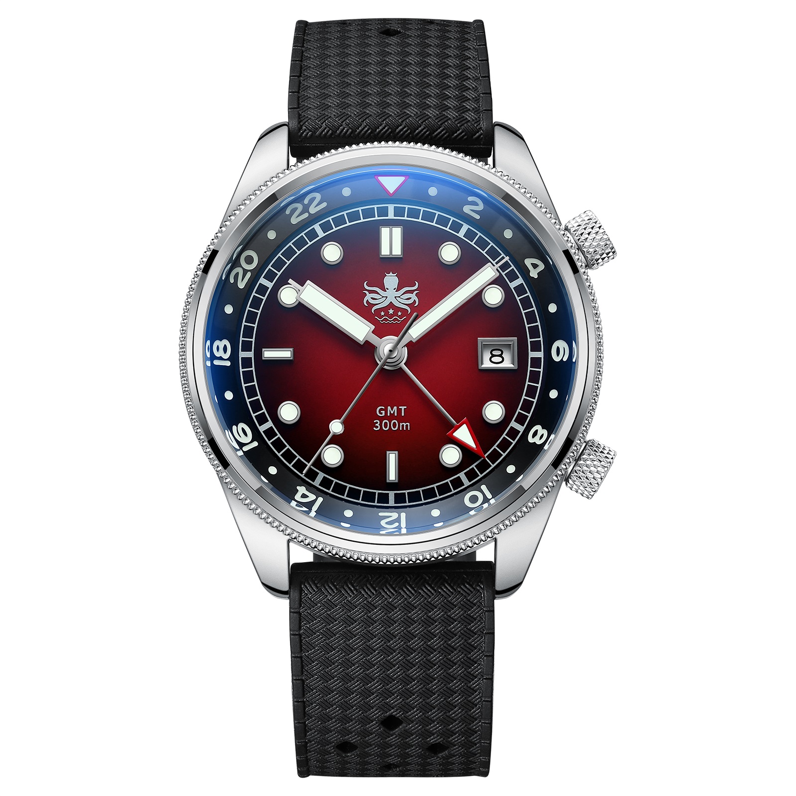 PHOIBOS EAGLE RAY GMT PX023E 300M Dive Watch Red thumbnail 2