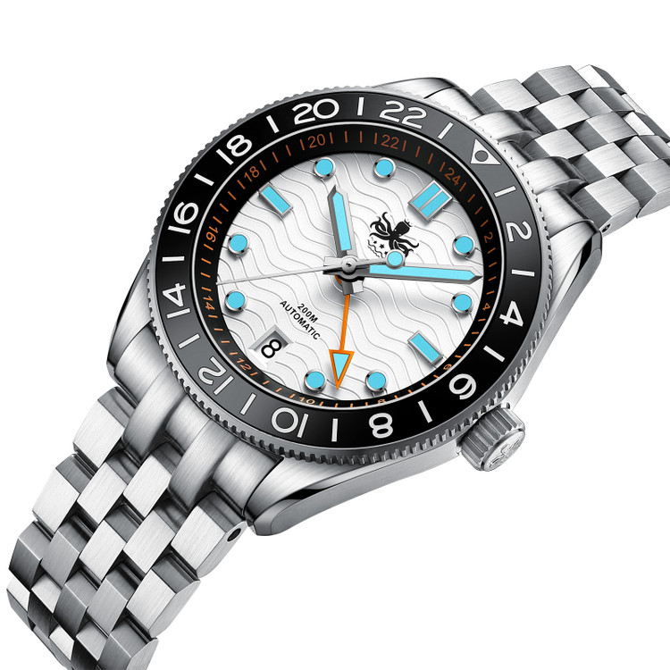 PHOIBOS WAVE MASTER GMT 200M Automatic Diver Watch PY049E Silver thumbnail 2