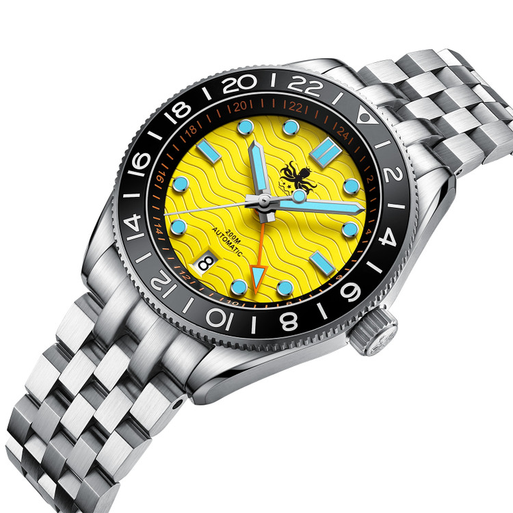 PHOIBOS WAVE MASTER GMT 200M Automatic Diver Watch PY049F Yellow thumbnail 2