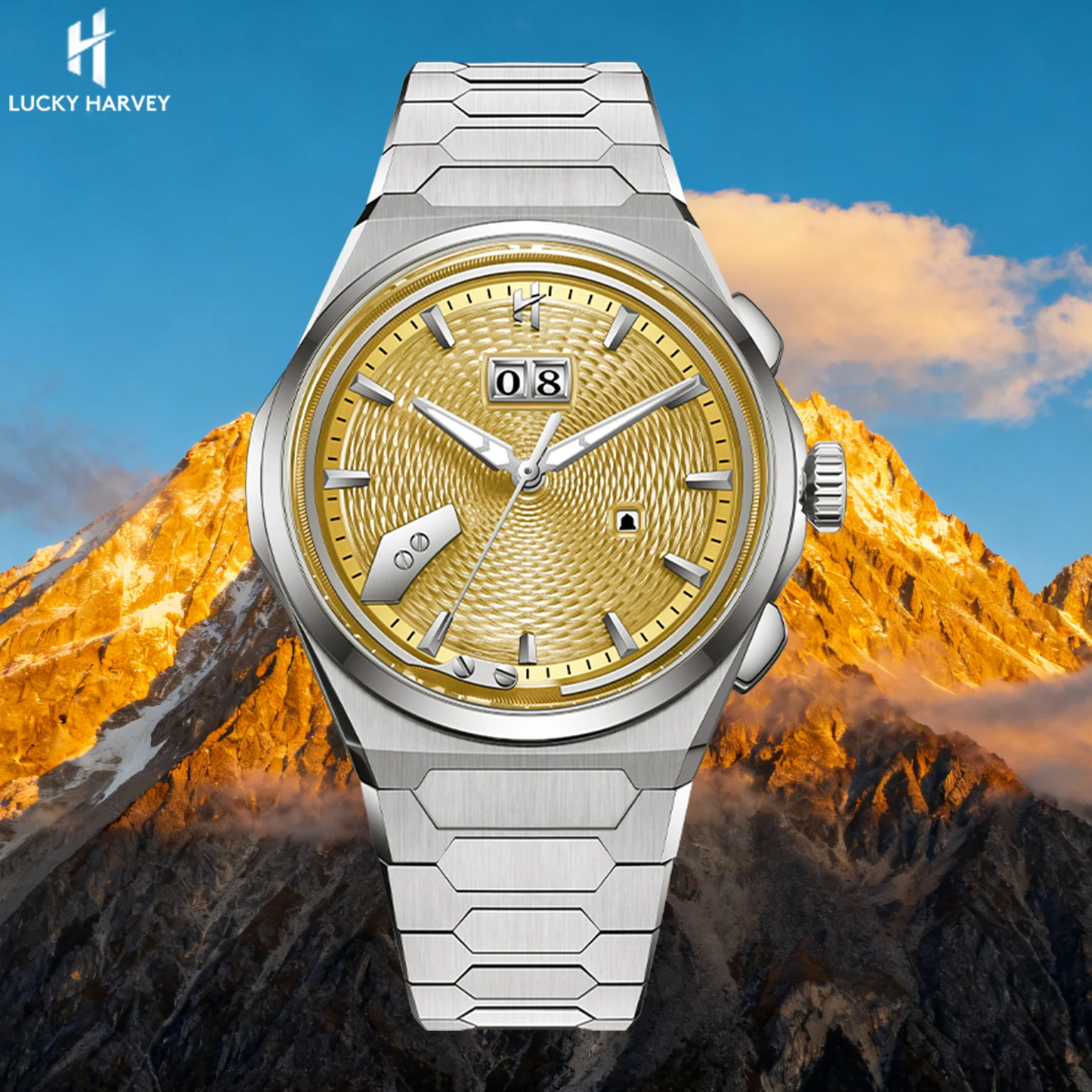 【Limited Edition 50pcs】Wheat Ear Pattern Grade 5 Titanium Yellow Guilloché Chiming Watch 2.0