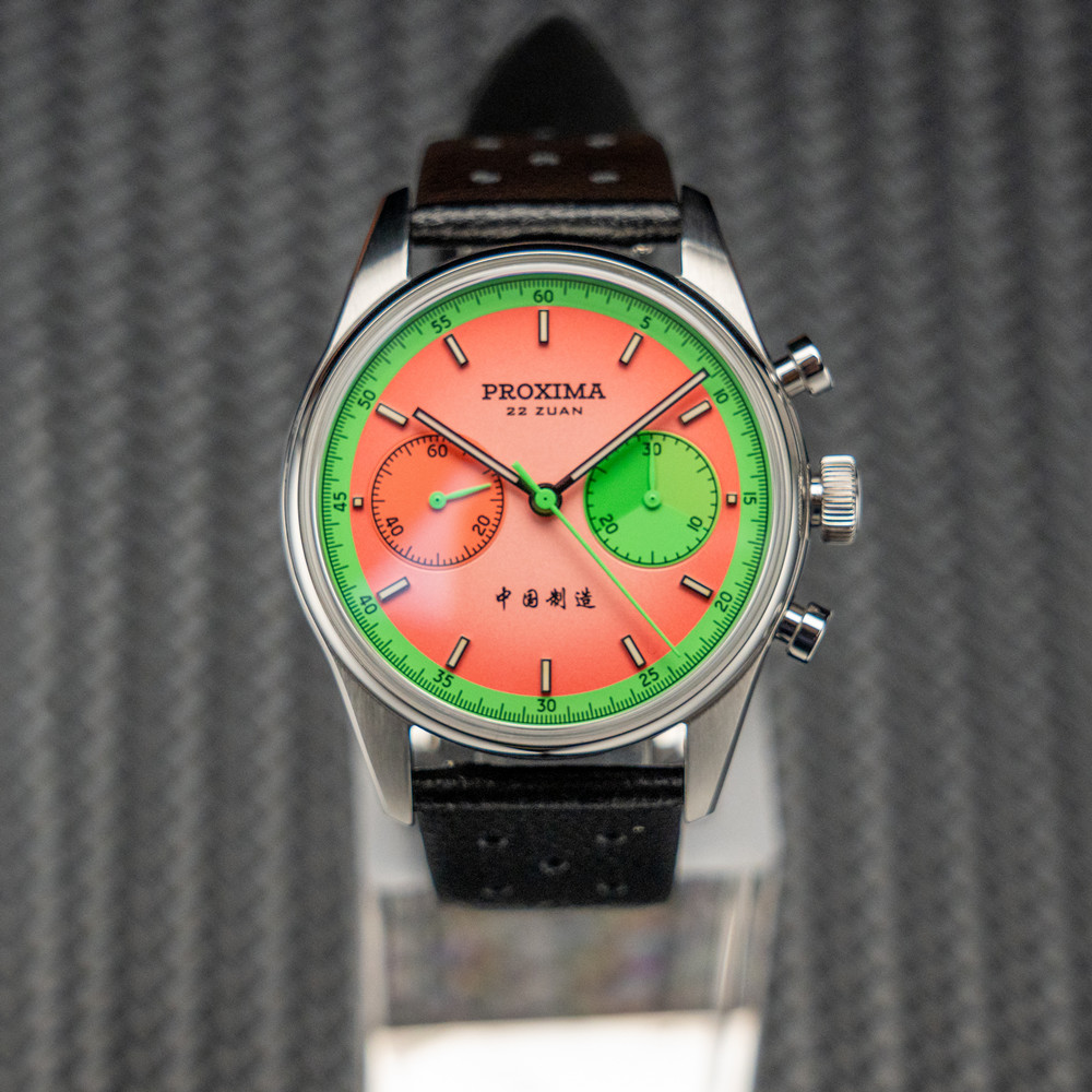 Proxima New PX1717 Watch of Mens Modify ST1902 Watermelon Dial Waterproof Chronograph Mechanical Wristwatches Domed Sapphire thumbnail 2