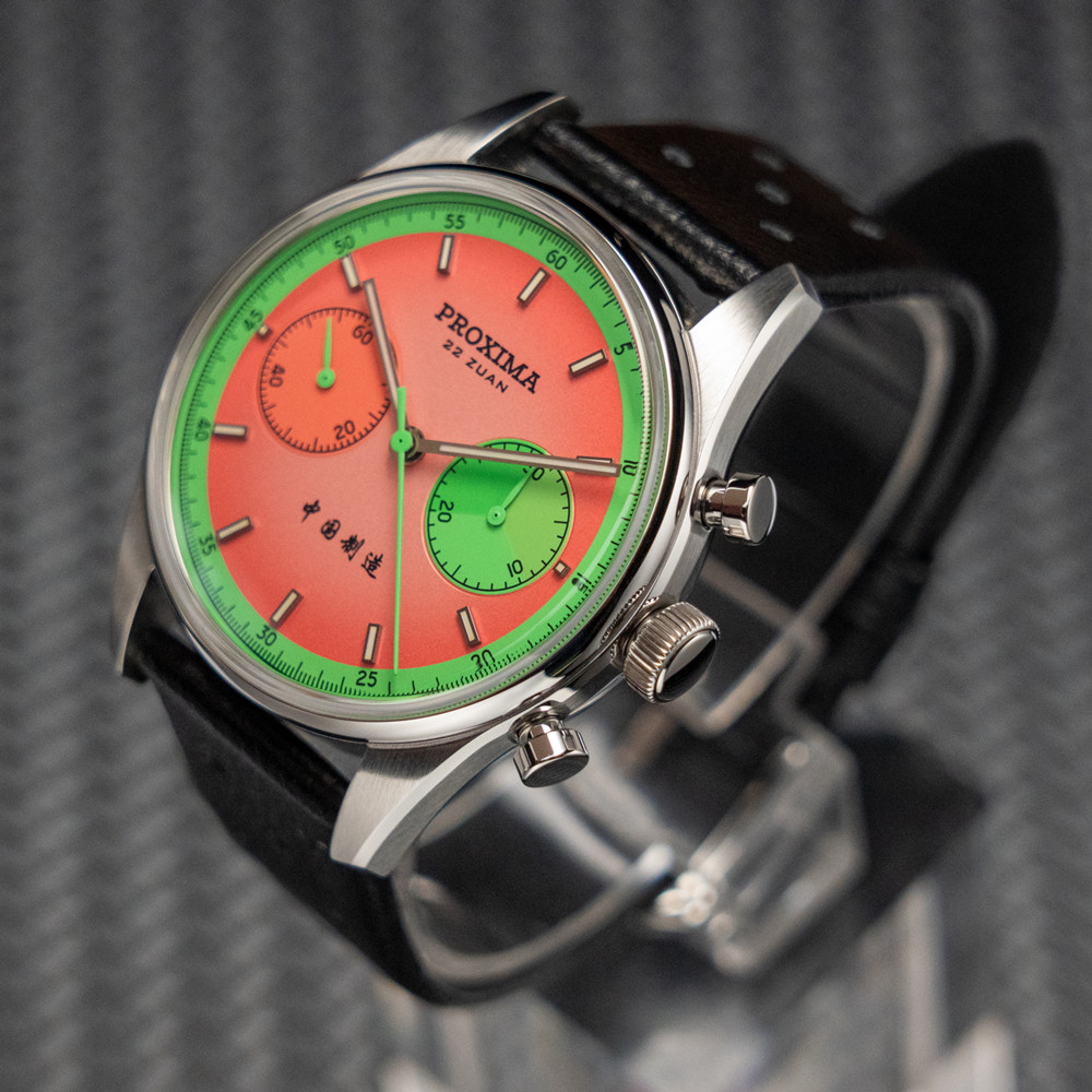 Proxima New PX1717 Watch of Mens Modify ST1902 Watermelon Dial Waterproof Chronograph Mechanical Wristwatches Domed Sapphire thumbnail 3