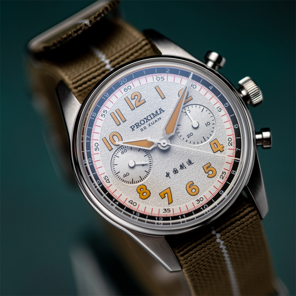 Proxima New PX1718 Watch of Mens Modify ST1902 Watermelon Dial Waterproof Chronograph Mechanical Wristwatches Domed Sapphire thumbnail 4